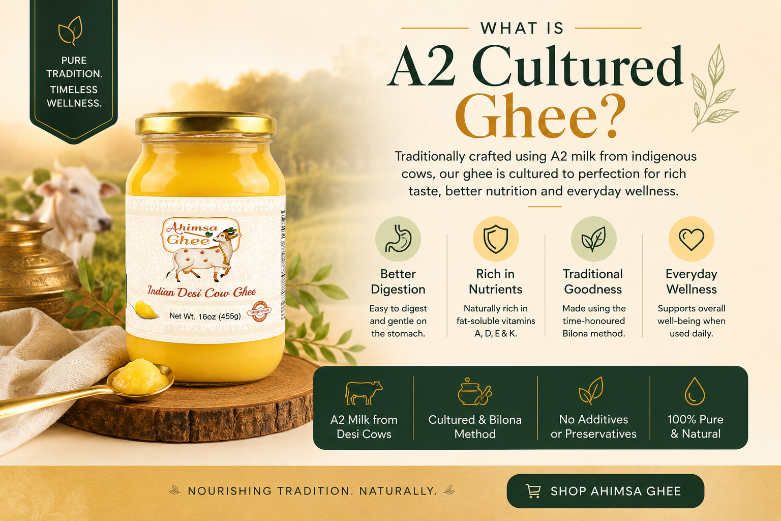 What Is A2 Cultured Ghee? Benefits, Uses & Why More Families Are Switching