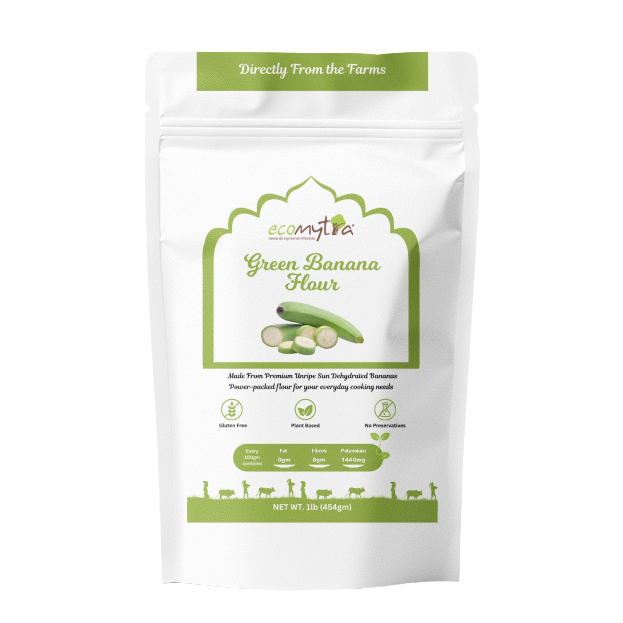 Ecomytra Sprouted Green Banana Flour (1 lbs)
