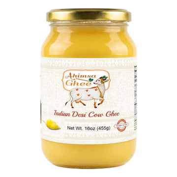 Ahimsa Ghee - Pure Indian Desi Cow A2 Cultured Ghee, 16oz